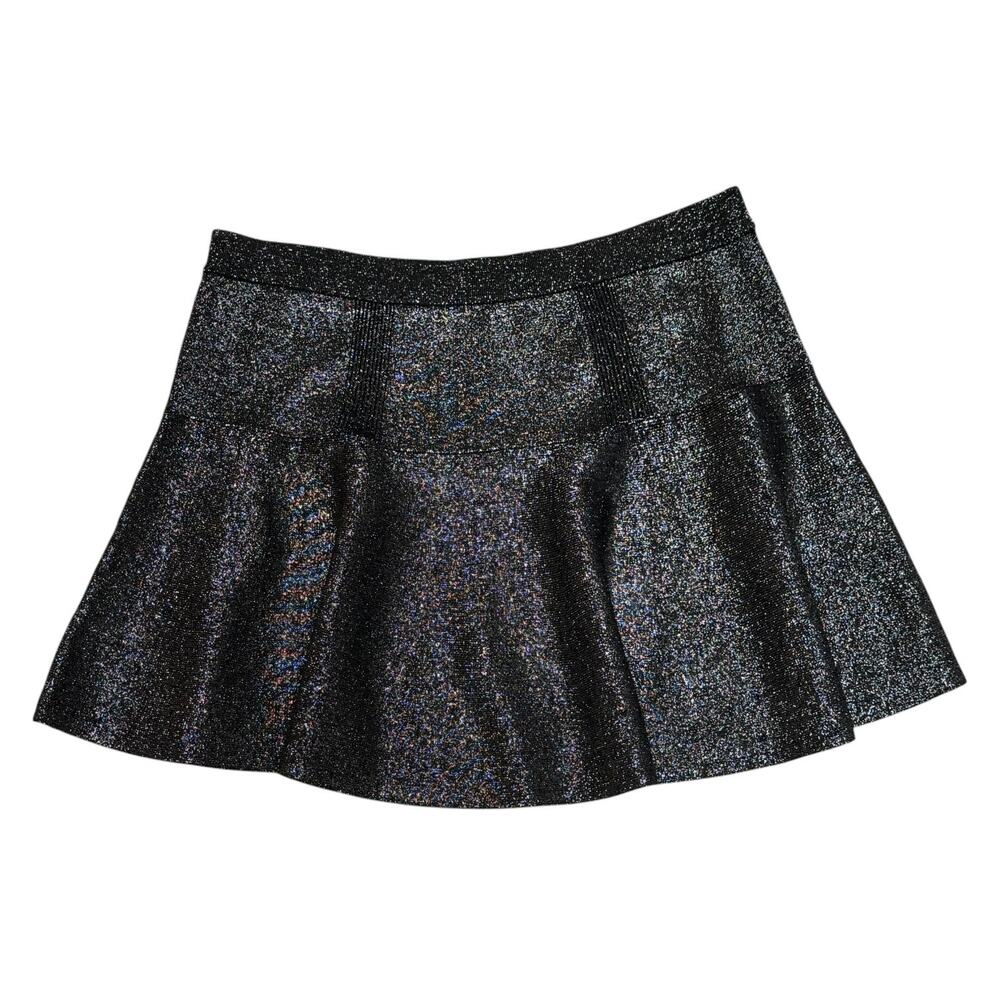 Candie's Glitter Sparkle Mini Skirt Black Silver Large